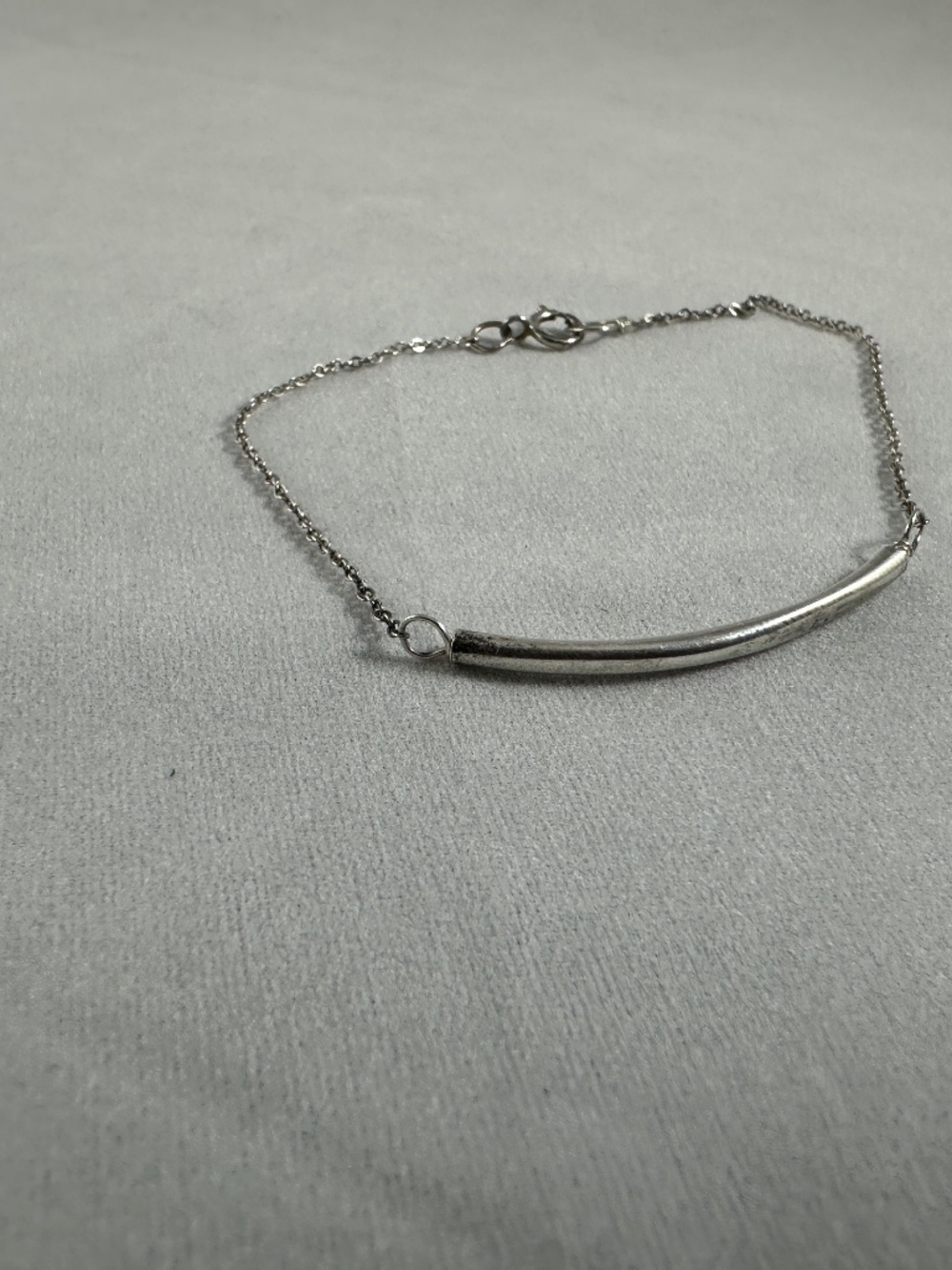Sterling Silver Curved Bar Bracelet Minimalist Dainty Chain Bar Bracelet Boho St